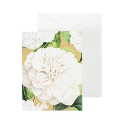 Caspari Christmas Gift Tags & Labels|Gift Tags & Enclosure Cards|Camellia Garden Gift Enclosure Cards in Gold - 4 Mini Cards & 4 Envelopes