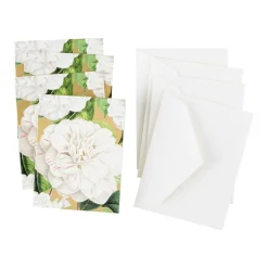 Caspari Christmas Gift Tags & Labels|Gift Tags & Enclosure Cards|Camellia Garden Gift Enclosure Cards in Gold - 4 Mini Cards & 4 Envelopes