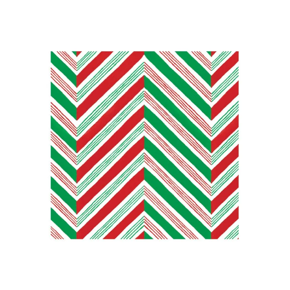 Caspari Christmas Napkins|Paper Cocktail Napkins|Candy Cane Stripes Paper Cocktail Napkins - 20 Per Package