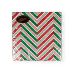 Caspari Christmas Napkins|Paper Luncheon Napkins|Candy Cane Stripes Paper Luncheon Napkins - 20 Per Package