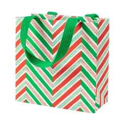 Caspari Christmas Gift & Bottle Bags|Gift & Bottle Bags|Candy Cane Stripes Small Square Gift Bag - 1 Each