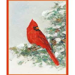 Caspari Christmas And Holiday Cards|Boxed Holiday Cards|Cardinal And Evergreen Petite Boxed Christmas Cards - includes 15 cards & envelopes