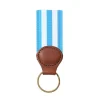 Barrons-Hunter Father'S Day|Carolina Blue & White Key Ring with Leather Trim