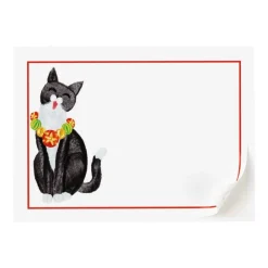 Caspari Christmas Gift Tags & Labels|Gift Tags & Enclosure Cards|Caroling Cat Self-Adhesive Labels - 12 Per Package