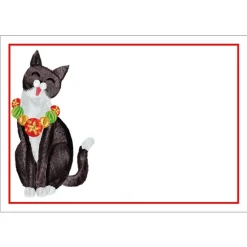 Caspari Christmas Gift Tags & Labels|Gift Tags & Enclosure Cards|Caroling Cat Self-Adhesive Labels - 12 Per Package