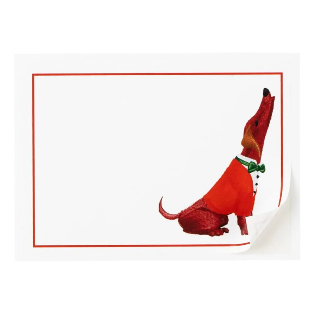 Caspari Christmas Gift Tags & Labels|Gift Tags & Enclosure Cards|Caroling Dog Self-Adhesive Labels - 12 Per Package