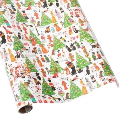 Caspari Christmas Wrapping Paper|Wrapping Paper|Caroling Pets Wrapping Paper - 30" x 8' Roll