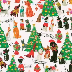Caspari Christmas Wrapping Paper|Wrapping Paper|Caroling Pets Wrapping Paper - 30" x 8' Roll