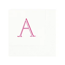 Personalization by Caspari Cocktail Party|Bridal Shower|Caspari Antique Plain Single Initial Personalized Cocktail Napkins