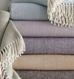 Sferra Throws & Tote Bags|Celine Herringbone Throw in Salmon