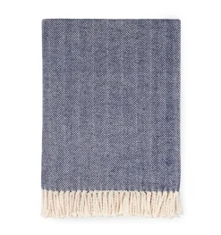 Sferra Throws & Tote Bags|Celine Herringbone Throw in Navy