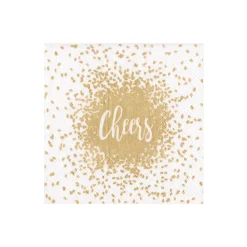 Caspari Christmas Napkins|Cocktail Party|Cheers Cocktail Napkins & Gold Lacquer Holder Gift Set