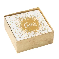 Caspari Christmas Napkins|Graduation Celebration|Cheers in Green Boxed Paper Cocktail Napkins - 40 Per Box