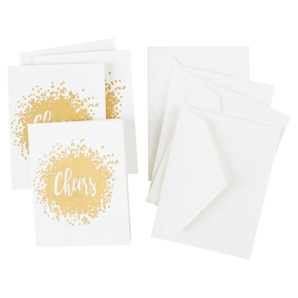 Caspari Christmas Gift Tags & Labels|Engagement Party|Cheers Script Gold Foil Enclosures 4 Pk Gallery