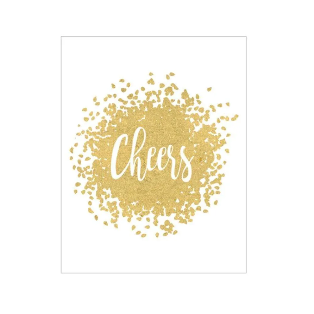Caspari Christmas Gift Tags & Labels|Engagement Party|Cheers Script Gold Foil Enclosures 4 Pk Gallery