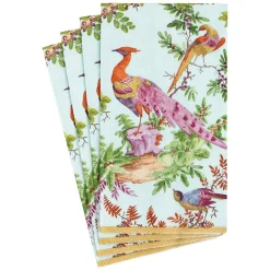 Caspari Thanksgiving|Paper Guest Towels|Chelsea Birds Celadon Guest Towel - package of 15
