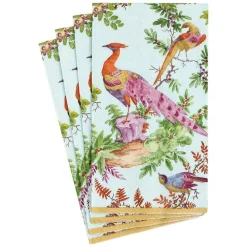 Caspari Thanksgiving|Paper Guest Towels|Chelsea Birds Celadon Guest Towel - package of 15