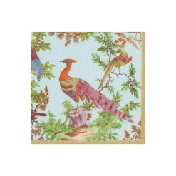 Caspari Thanksgiving|Paper Cocktail Napkins|Chelsea Birds Paper Cocktail Napkins in Celadon - 20 Per Package
