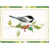 Caspari Christmas And Holiday Cards|Boxed Holiday Cards|Chickadee And Holly Branch Small Boxed Christmas Cards - includes 15 cards & envelopes