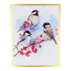 Caspari Christmas And Holiday Cards|Boxed Holiday Cards|Chickadees And Berry Branches A-Size Boxed Christmas Cards - 15 Cards And Envelopes