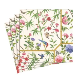 Caspari Paper Luncheon Napkins|Chinese Wallpaper Paper Luncheon Napkins in Cream - 20 Per Package
