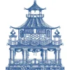 Caspari Placemats|Paper Placemats|Chinoiserie Toile Pagoda Die-Cut Placemats - 4 Each