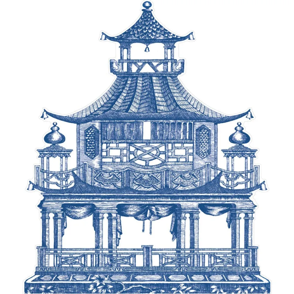 Caspari Placemats|Paper Placemats|Chinoiserie Toile Pagoda Die-Cut Placemats - 4 Each