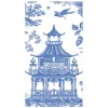 Caspari Paper Guest Towels|Chinoiserie Toile Pagoda Guest Towel Napkins in Blue - 15 Per Package