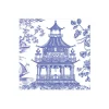 Caspari Cocktail Party|Paper Cocktail Napkins|Chinoiserie Toile Pagoda Paper Cocktail Napkins in Blue - 20 per Package