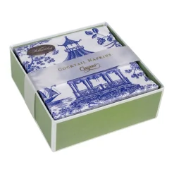 Caspari Boxed Cocktail Napkins|Chinoiserie Toile Pagoda Boxed Cocktail Napkins in Blue - 40 Per Box