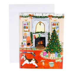 Caspari Christmas And Holiday Cards|Boxed Holiday Cards|Christmas At Home Petite Boxed Christmas Cards - includes 15 cards & envelopes