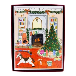 Caspari Christmas And Holiday Cards|Boxed Holiday Cards|Christmas At Home Petite Boxed Christmas Cards - includes 15 cards & envelopes