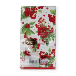 Caspari Christmas Napkins|Paper Guest Towels|Christmas Berry Paper Guest Towel Napkins in Red - 15 Per Package