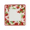 Caspari Christmas Plates|Paper Salad And Dessert Plates|Christmas Berry Square Paper Salad & Dessert Plates in Red - 8 Per Package