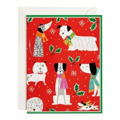 Caspari Christmas And Holiday Cards|Boxed Holiday Cards|Christmas Canines Classic Boxed Christmas Cards - includes 15 cards & envelopes