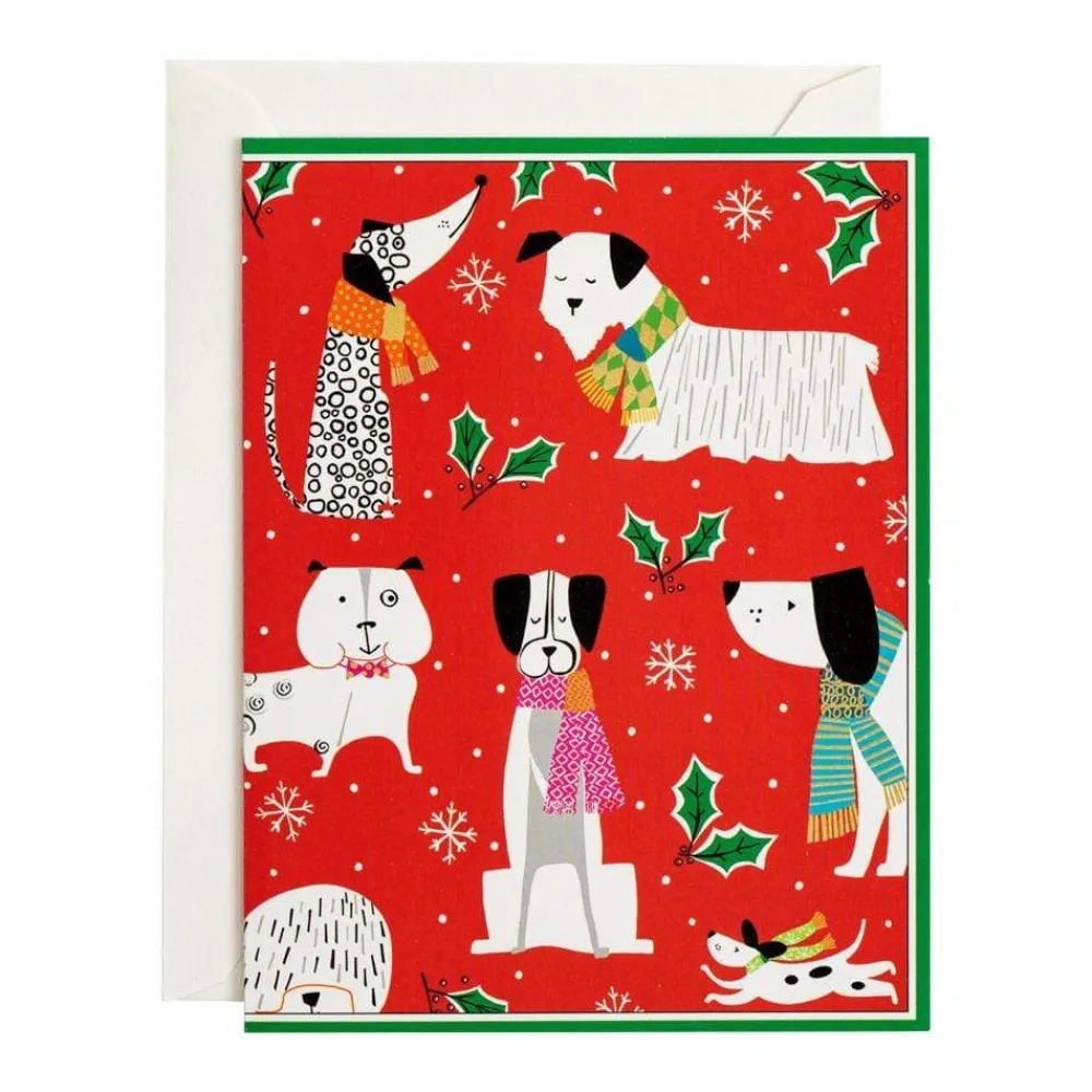Caspari Christmas And Holiday Cards|Boxed Holiday Cards|Christmas Canines Classic Boxed Christmas Cards - includes 15 cards & envelopes