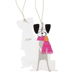 Caspari Christmas Gift Tags & Labels|Gift Tags & Enclosure Cards|Christmas Canines Decorative Die-Cut Gift Tag - 4 Per Package