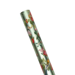 Caspari Christmas Wrapping Paper|Christmas Chinoiserie Celadon Foil Roll Wrap - includes 1 Roll Wrap