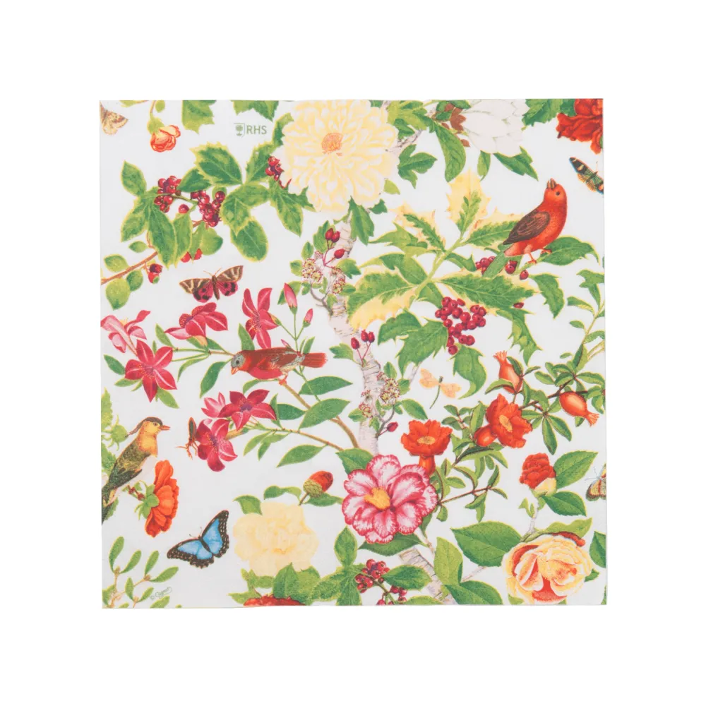 Caspari Paper Cocktail Napkins|Christmas Chinoiserie White Cocktail Napkins - includes 20 Cocktail Napkins