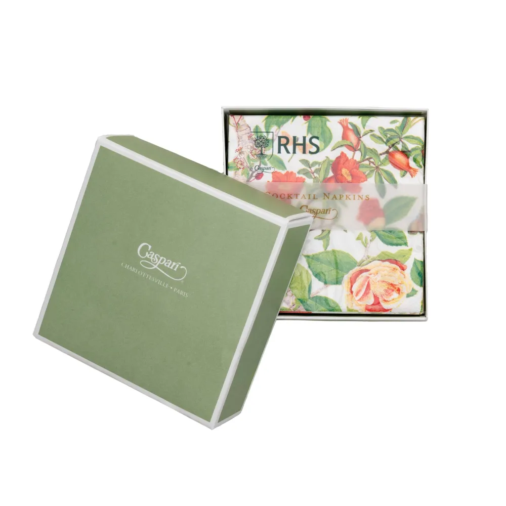Caspari Boxed Cocktail Napkins|Christmas Chinoiserie White Boxed Cocktail Napkins - includes 12 Boxed Cocktail Napkins