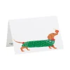 Caspari Christmas Place Cards|Place Cards|Christmas Dachshund Place Cards - 8 Per Package