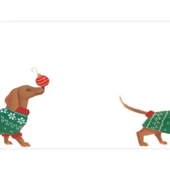 Caspari Christmas Gift Tags & Labels|Gift Tags & Enclosure Cards|Christmas Dachshund Self-Adhesive Labels - 12 Per Package