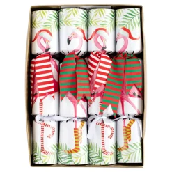 Caspari Christmas Crackers|Christmas Flamingos Christmas Crackers-10 Inch Long/8In