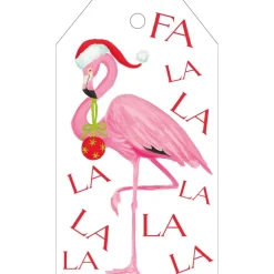 Caspari Christmas Gift Tags & Labels|Gift Tags & Enclosure Cards|Christmas Flamingos Gift Hang Tags - 4 Per Package