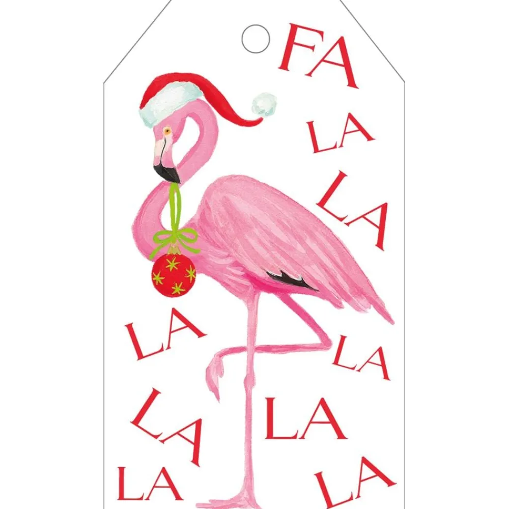 Caspari Christmas Gift Tags & Labels|Gift Tags & Enclosure Cards|Christmas Flamingos Gift Hang Tags - 4 Per Package