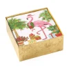 Caspari Christmas Napkins|Boxed Cocktail Napkins|Christmas Flamingos Paper Cocktail Napkins - 40 Per Box