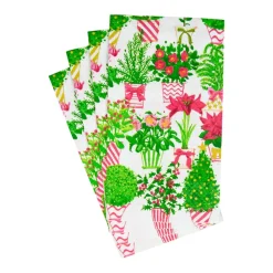 Caspari Christmas Napkins|Paper Guest Towels|Christmas Flower Market Guest Towel Napkins - 15 Per Package