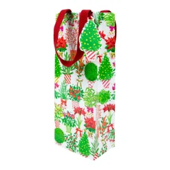 Caspari Christmas Gift & Bottle Bags|Gift & Bottle Bags|Christmas Flower Market Wine & Bottle Gift Bags - 1 Each