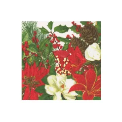 Caspari Christmas Napkins|Boxed Cocktail Napkins|Christmas Garden Boxed Cocktail Napkins - 40 Per Box