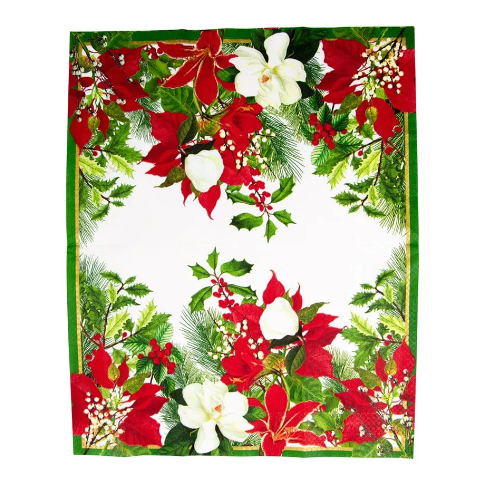 Caspari Christmas Napkins|Paper Guest Towels|Christmas Garden Guest Towel Napkins - 15 Per Package